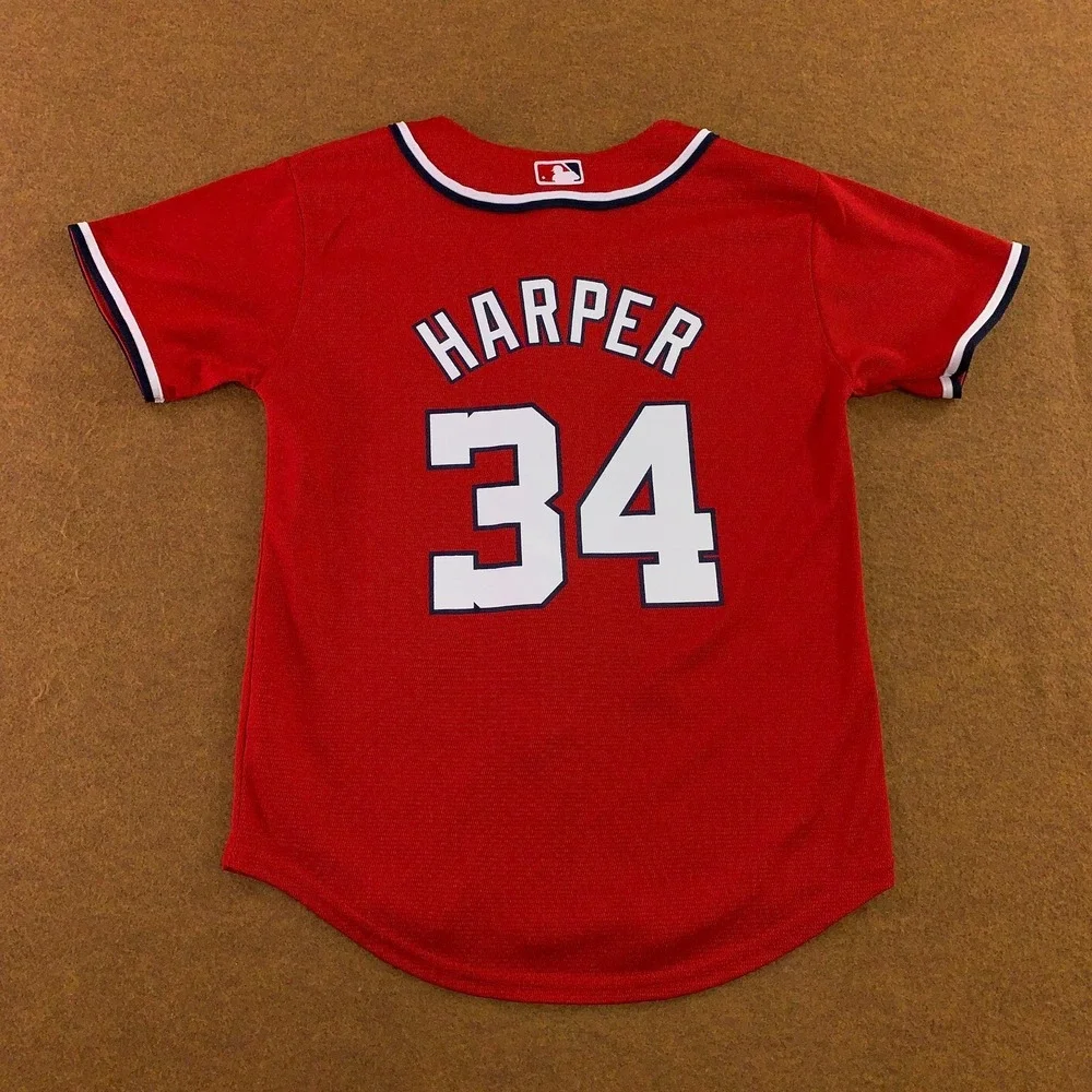 Majestic Boys Medium 10/12 Red Washington Nationals Bryce Harper #34 MLB Jersey